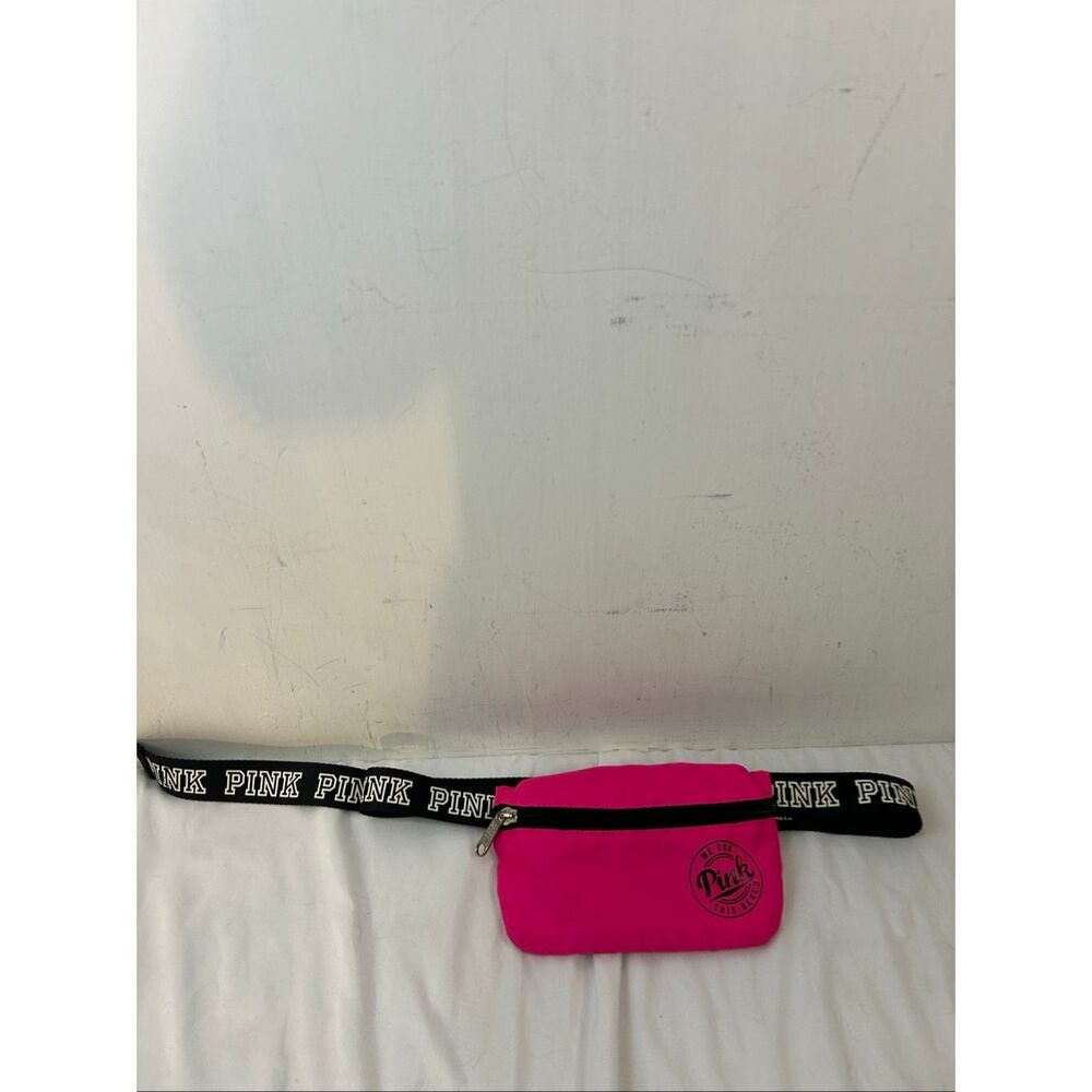 VS Victoria Secret pink Fanny pack waist belt 80’s? adj belt "We run this Beach" - Picture 2 of 5